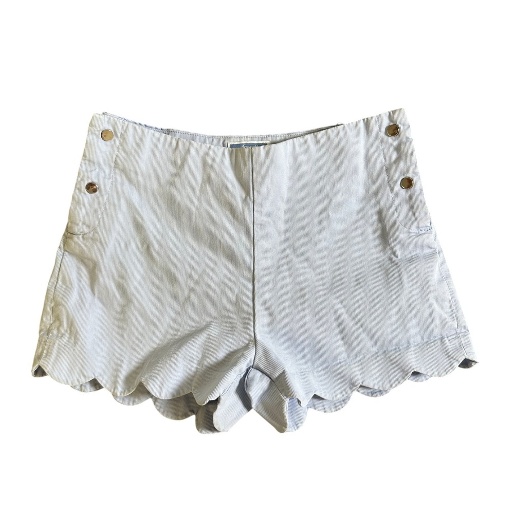 Jacadi Paris Girls Light Blue Scalloped Corduroy Shorts Size 8A 128cm